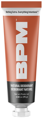 BPM natural deodorant in metal tube