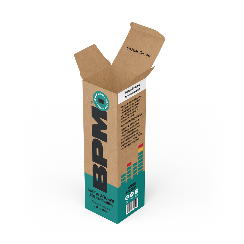 BPM Unscented natural deodorant packaging