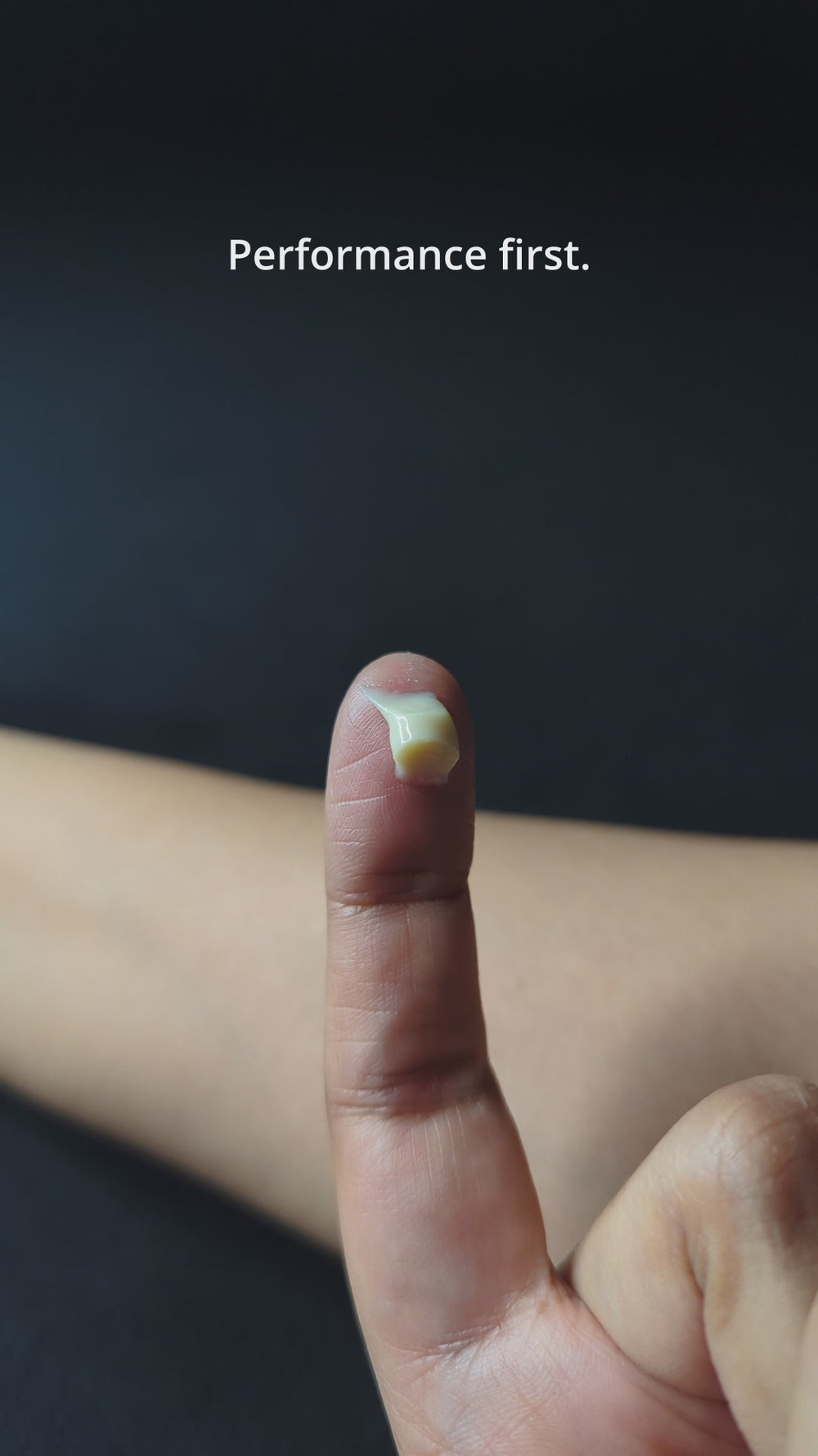Video showing pea-sized amount of BPM natural deodorant being applied and absorbed into skin